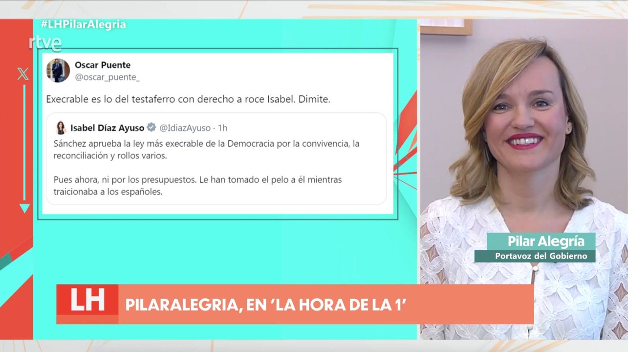 La doble vara de medir de la victimizada Pilar Alegría: así se mofó de los ataques de Puente a Ayuso en redes sociales