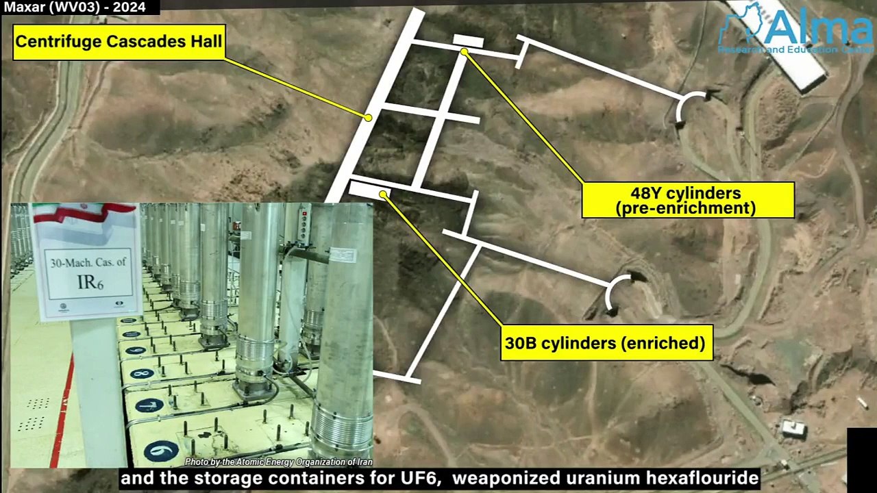 ⚫️ Satellite images from 2024 of the uranium enrichment plant at Fordow, Iran, show new structures.