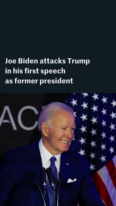Joe Biden attacks Trump in his first speech as former president