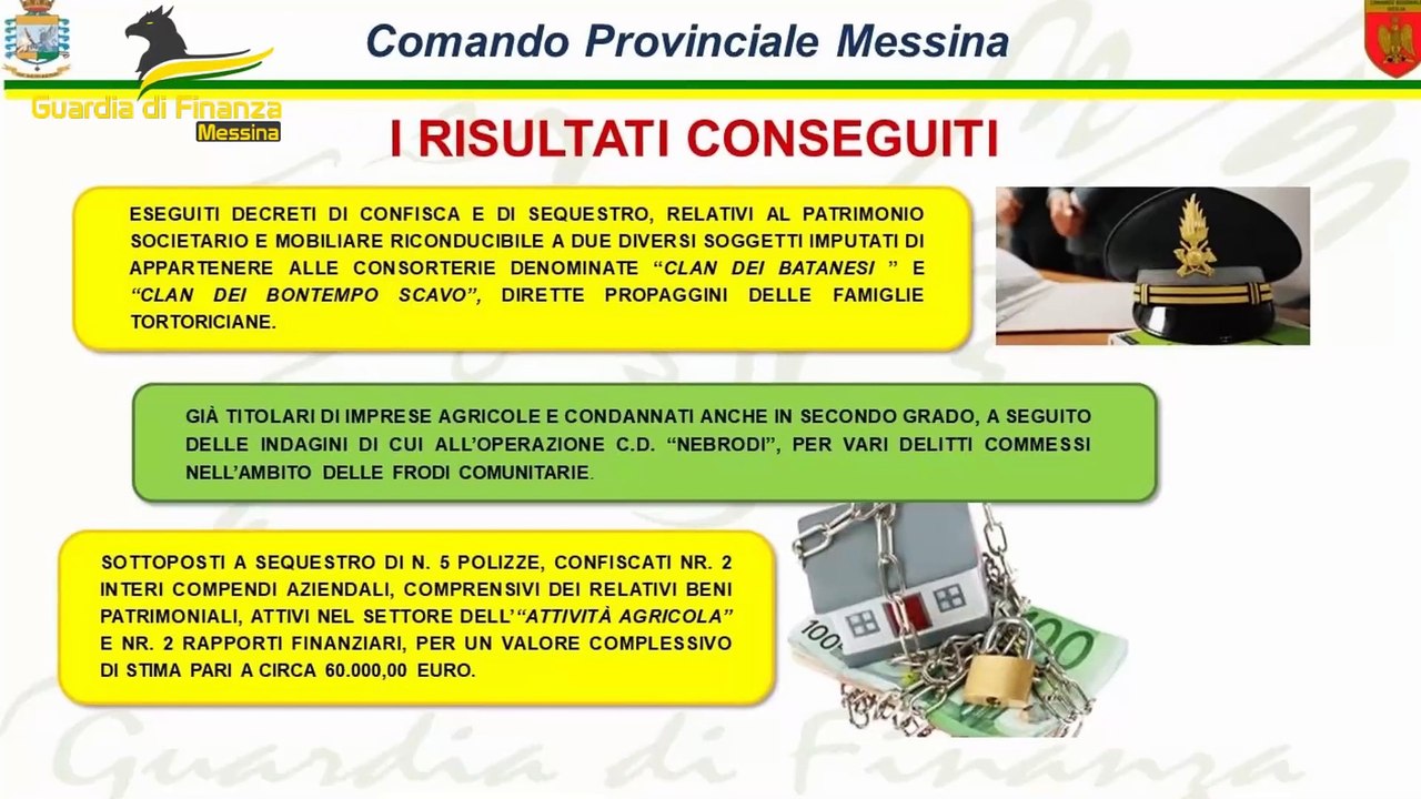 GdF di Messina, antimafia: sequestro beni a due affiliati a clan tortoriciani