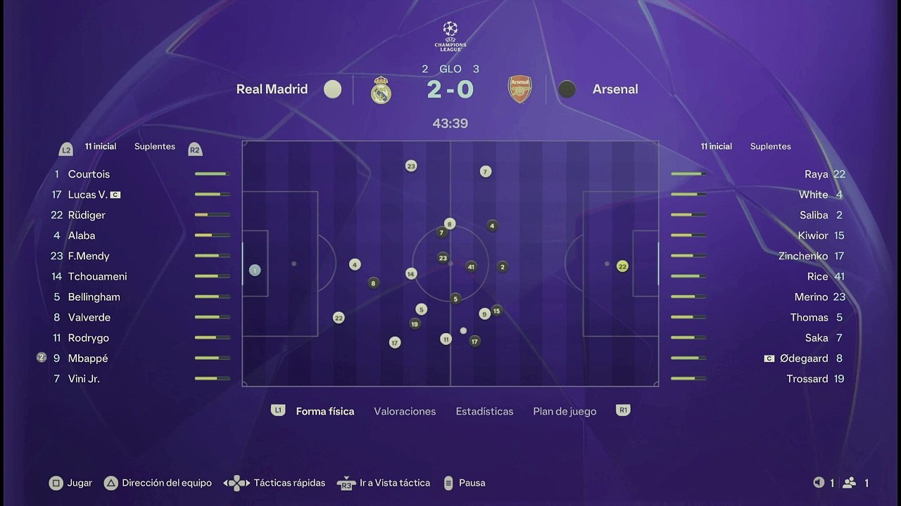 Simulación del Arsenal - Real Madrid en EA SPORTS FC 25