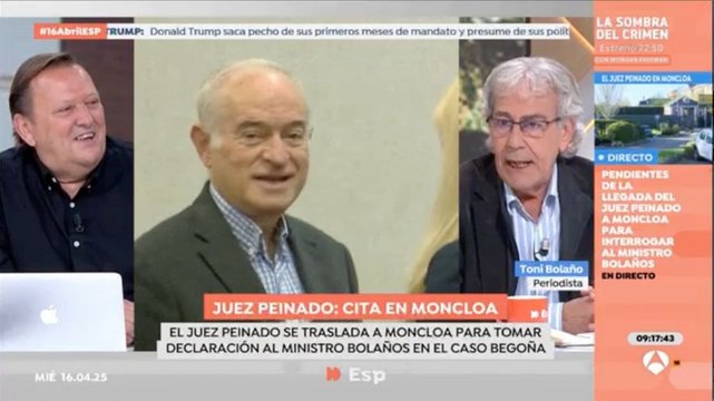 Toni Bolaño lanza un furibundo ataque contra el juez Peinado por hacer declarar a Bolaños: Si supiera leer...