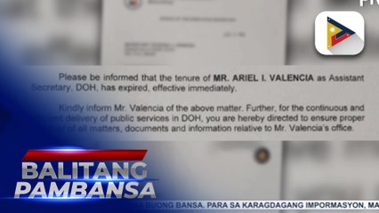 Malacañang, kinumpirma na nag-expire na ang termino ni Asec. Ariel Valencia ng DOH