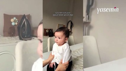 Türküyü duyar duymaz gözleri dolan bebeğin tatlığı büyük beğeni topladı!