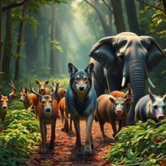 Elephant and Wolf Friendship