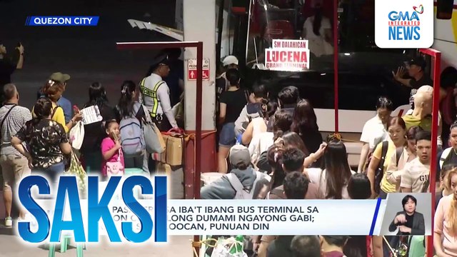 Mga pasahero sa iba't ibang bus terminal sa Quezon City, lalong dumami ngayong gabi; terminal sa Caloocan, punuan din | Saksi