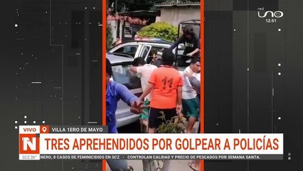 Tres aprehendidos por golpear a policías