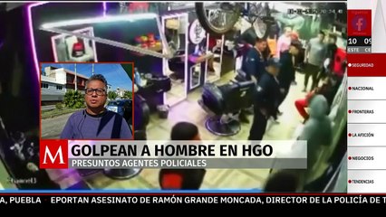 Captan a policías sometiendo a trabajador de una barbería con lujo de violencia en Hidalgo