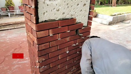 Build a Stunning Elevation Column with Red Bricks and Mortar