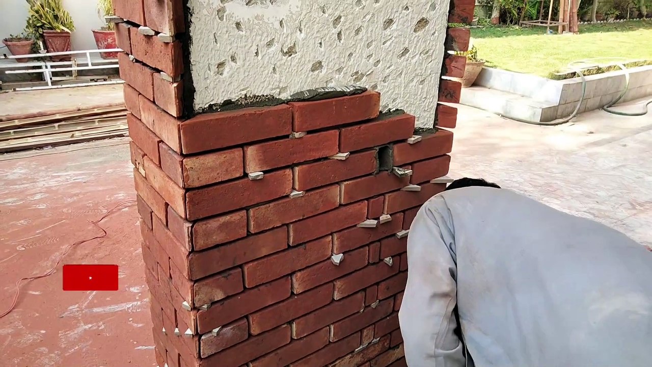 Build a Stunning Elevation Column with Red Bricks and Mortar