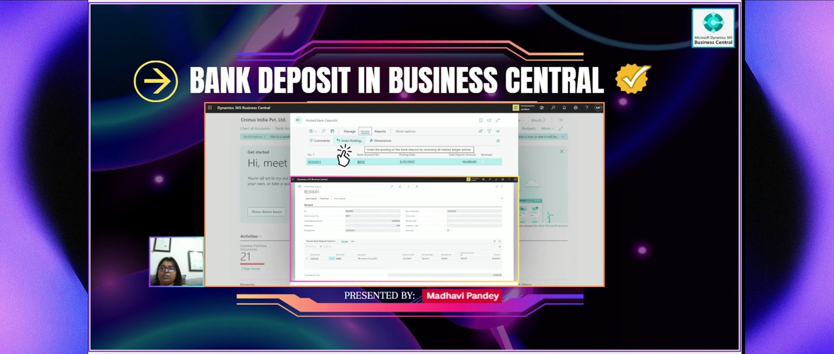 Advance Payment Receipt using Bank Deposit in Business Central #d365bc #AdvancePayment #BankDeposit #Customers #Bank #Receipts