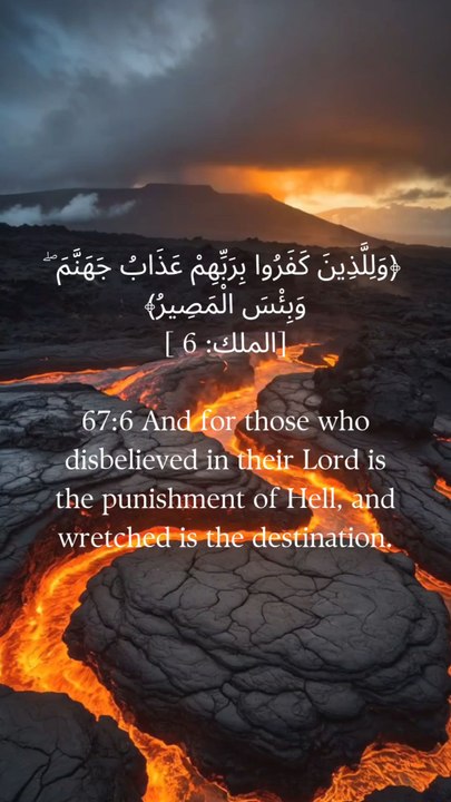 67:6 اور جن لوگوں نے اپنے رب سے کفر کیا ان کے لیے جہنم کا عذاب ہے اور وہ بہت ہی برا ٹھکانا ہے۔