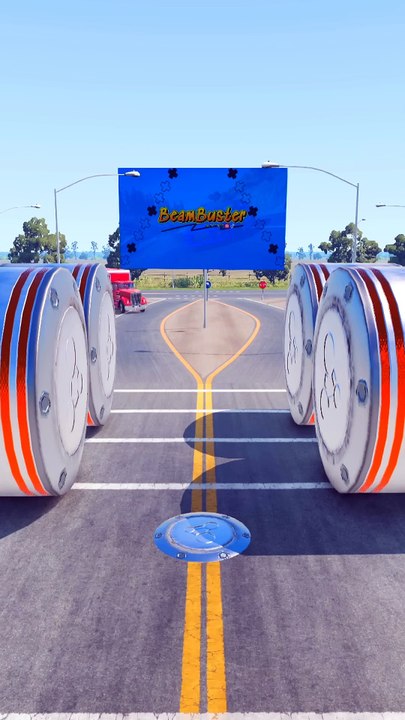 Cargo Trucks & School Bus vs Crushers Trap - BeamNG.Drive #shorts
