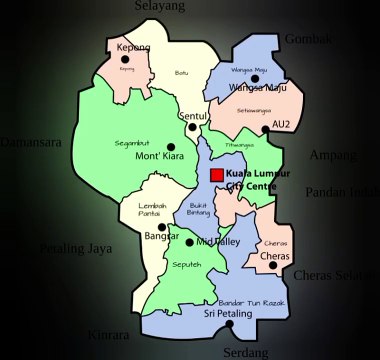 Map of Federal Territory of Kuala Lumpur. Peta Wilayah Federal Kuala Lumpur. Federal Territory of Kuala Lumpur Map. Map of Kuala Lumpur City. Peta Kota Kuala Lumpur. Kuala lumpur City Map. Map of City of Kuala lumpur. City of Kuala Lumpur Map