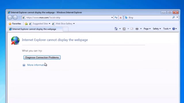 How to fix Windows 7 Internet Explorer cannot display the webpage