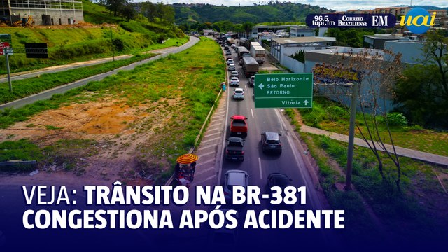 BR-381: imagens aéreas mostram trânsito na saída de BH após acidente
