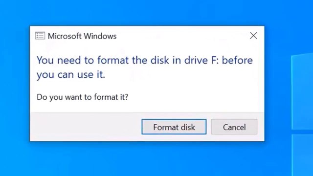 Solve Pendrive error - You need to format the disk in drive before you can use it