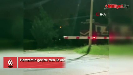 Hemzemin geçitte tren ile otomobil kafa kafaya çarpıştı