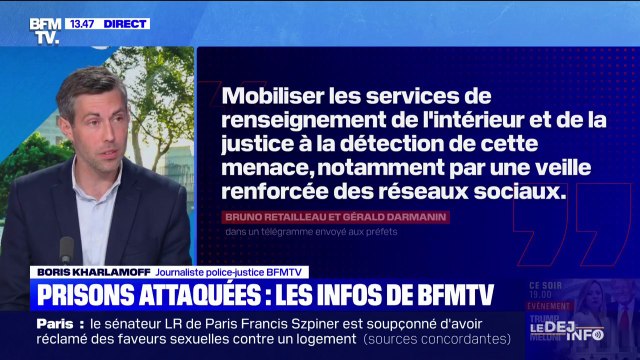 Prisons attaquées: Bruno Retailleau et Gérald Darmanin demandent aux préfets de renforcer la sécurité autour des établissements pénitentiaires
