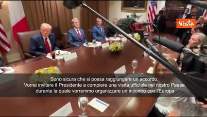 Meloni alla Casa Bianca: «Certa che troveremo accordo. Qui per invitare Trump in Italia»
