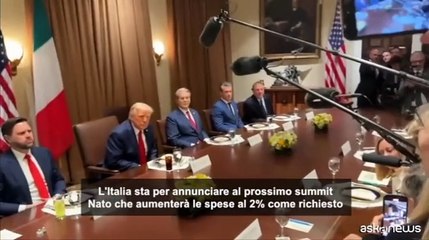 Meloni: Italia più 2% spesa Nato. Trump a giornalisti: mai abbastanza