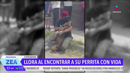 Hombre llora al encontrar a su perrita con vida tras un incendio