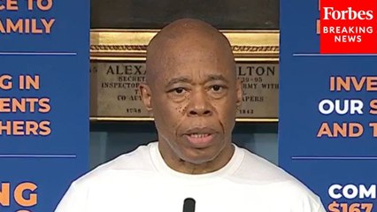 NYC Mayor Eric Adams Holds Bill Signing Ceremony Aimed At Reclaiming Public Spaces From Scaffolding