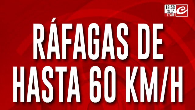 Alerta amarilla por tormentas fuertes: ráfagas de hasta 60 km/h
