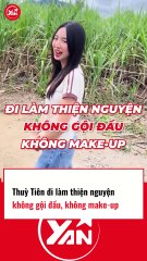 Thuỳ Tiên ăn mặc giản dị đi từ thiện