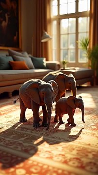 Mini Zoo in Your Home! Art-Prompts by @predmet_aiInspired by @naturefusiongallery Tools (Flux • Adobe After Effects • Kling AI)#giraffe #elephant #lion #zebra #tiger #zoo #wildlife #animals #safari #nature #home