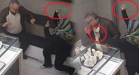 Yaşlı gibi davranıp taş ve biber gazıyla kuyumcu soymaya kalktı