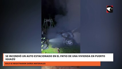 Se incendió un auto estacionado en el patio de una vivienda en Puerto Iguazú