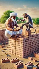 The farmer and the monkey build a house in the desert but the house is destroyed in a flood 😭 #ai​ #monkey​ #house​ #farmer​