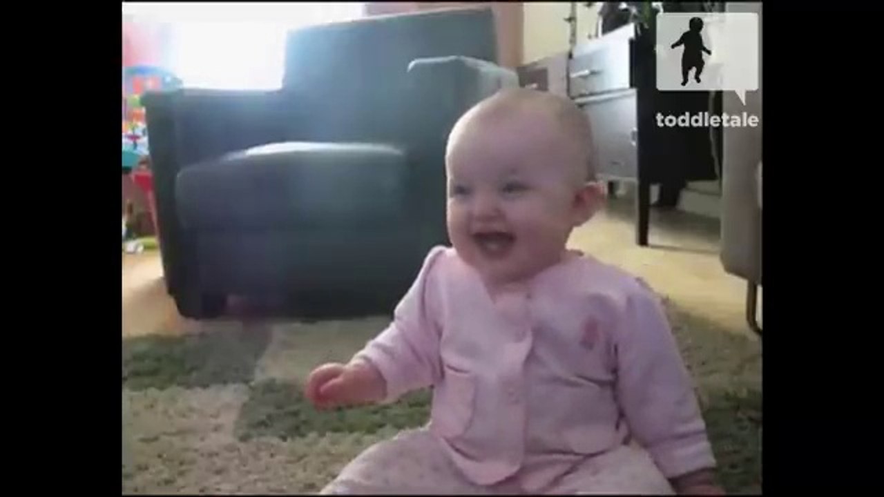 Baby Girl Laughing Hysterically at Dog Eating Popcorn _ Laughing Babies _ toddletale