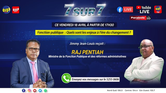 7 sur 7: Jimmy Jean-Louis recoit Raj Pentiah, ministre de la Fonction Publique et des réformes administratives