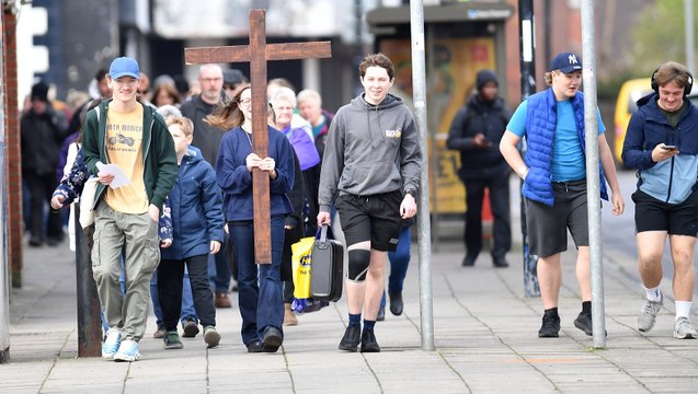 The 2025 Good Friday Walk of Witness service at Hartlepool War Memorial