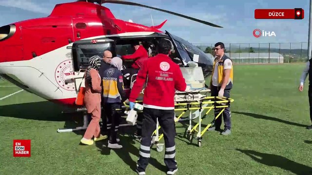 Düzce'de ambulans helikopter, 4 günlük bebek için havalandı