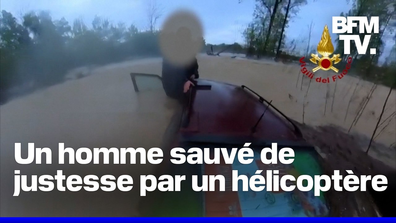 Inondations en Italie: un homme pris au piège par les inondations sauvé par un hélicoptère