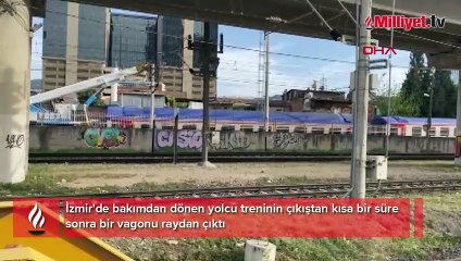 İzmir’de boş yolcu treni vagonu raydan çıktı