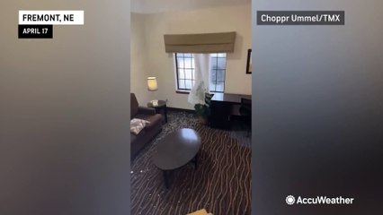 Hotel and car windows smashed by hail storm in Nebraska