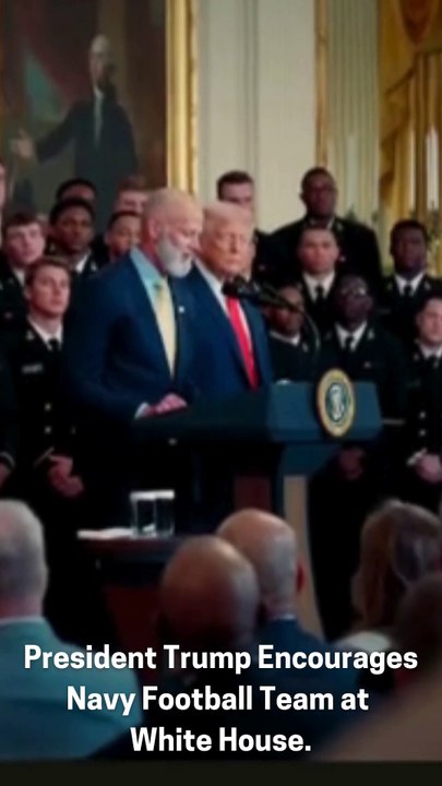 President Trump Encourages Navy Football Team at White House.