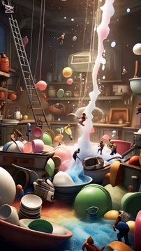 dish wash Tiny Workers Paint a Giant Room |