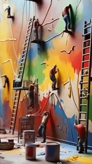 Tiny Workers Paint a Giant Room | Ultra-Realistic Miniature Men in Action