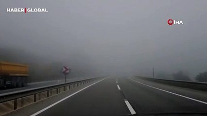 Sis Bursa'da trafiği kilitledi...İstanbul yolunda göz gözü görmedi