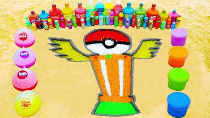 How to make Rainbow Trophy in Pokemon with Orbeez, Balloons Fanta, Coca Cola, Mentos & Popular Sodas