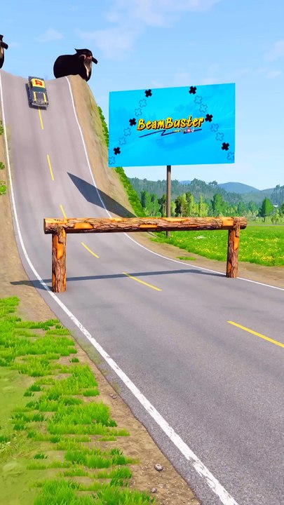Cars & Big Truck vs Log Fence - BeamNG.Drive