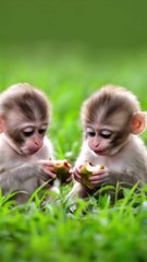 Adorable Baby Monkey Enjoys a Sweet Treat! 😍  Heartwarming Animal Moments