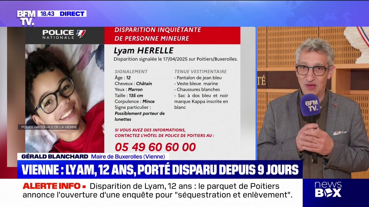 Disparition de Lyam dans la Vienne: "Il y a une vraie émotion", confie Gérald Blanchard, maire de Buxerolles, ville où habite le garçon