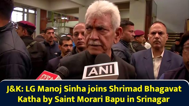 J&K: LG Manoj Sinha joins Shrimad Bhagavat Katha by Saint Morari Bapu in Srinagar