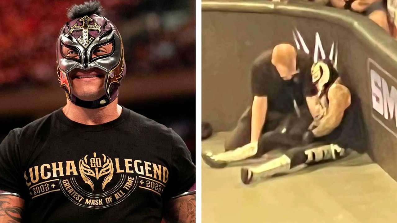Rey Mysterio es ayudado a salir luego de lesión en Smackdown antes de Wrestlemania 41